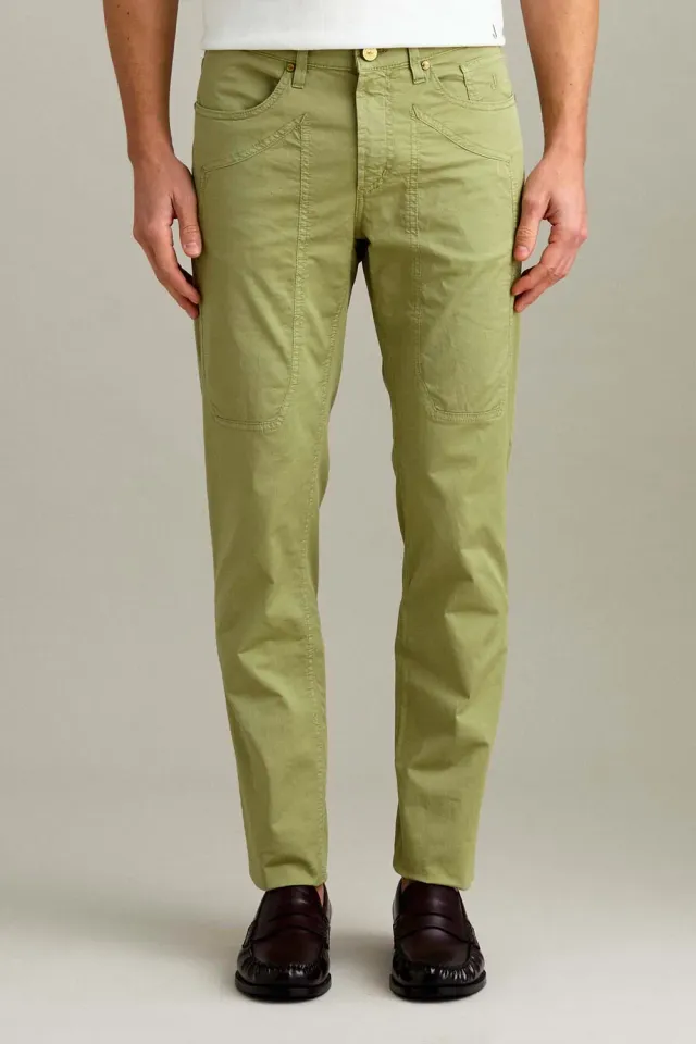 Jeckerson John Slim Fit broek saliegroen gabardine