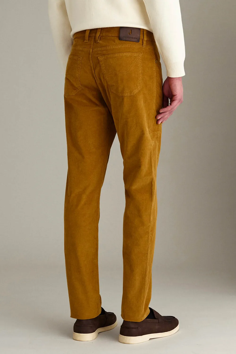 Jeckerson John broek slim fit geel cedro fluweel
