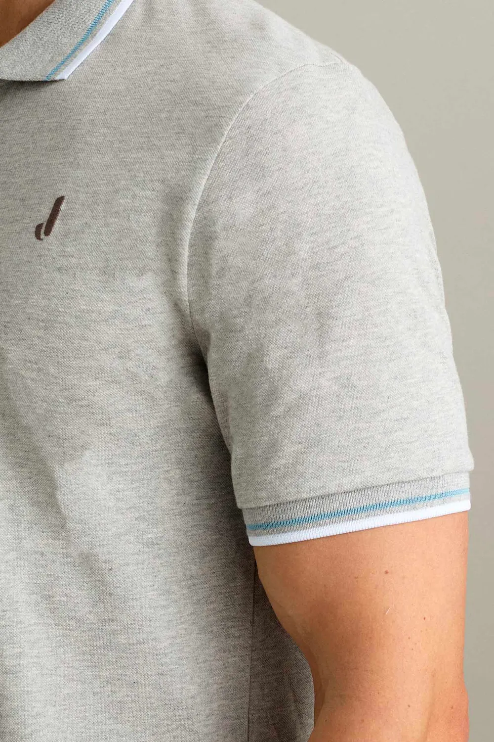 Jeckerson polo korte mouw grijs mélange piqué