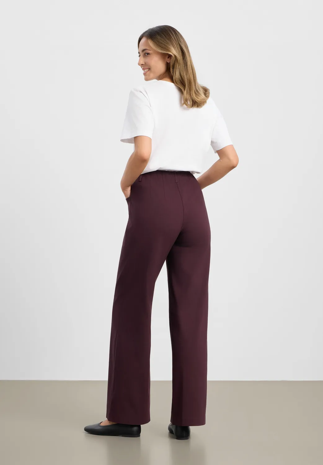 Laurie Donna Loose ML damesbroek dark plum soepel