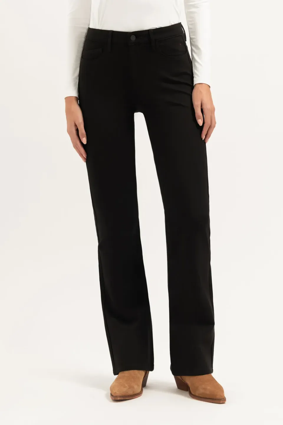Florez Hally Flared Punto broek zwart stretch