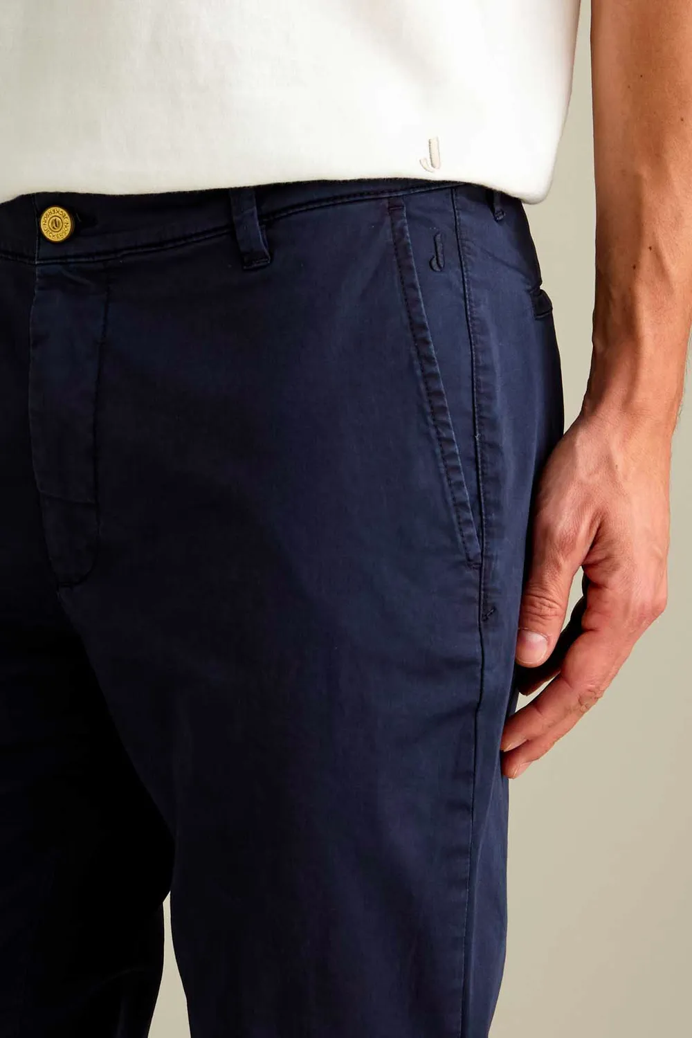 Jeckerson Jack chino slim fit donkerblauw satijn stretch