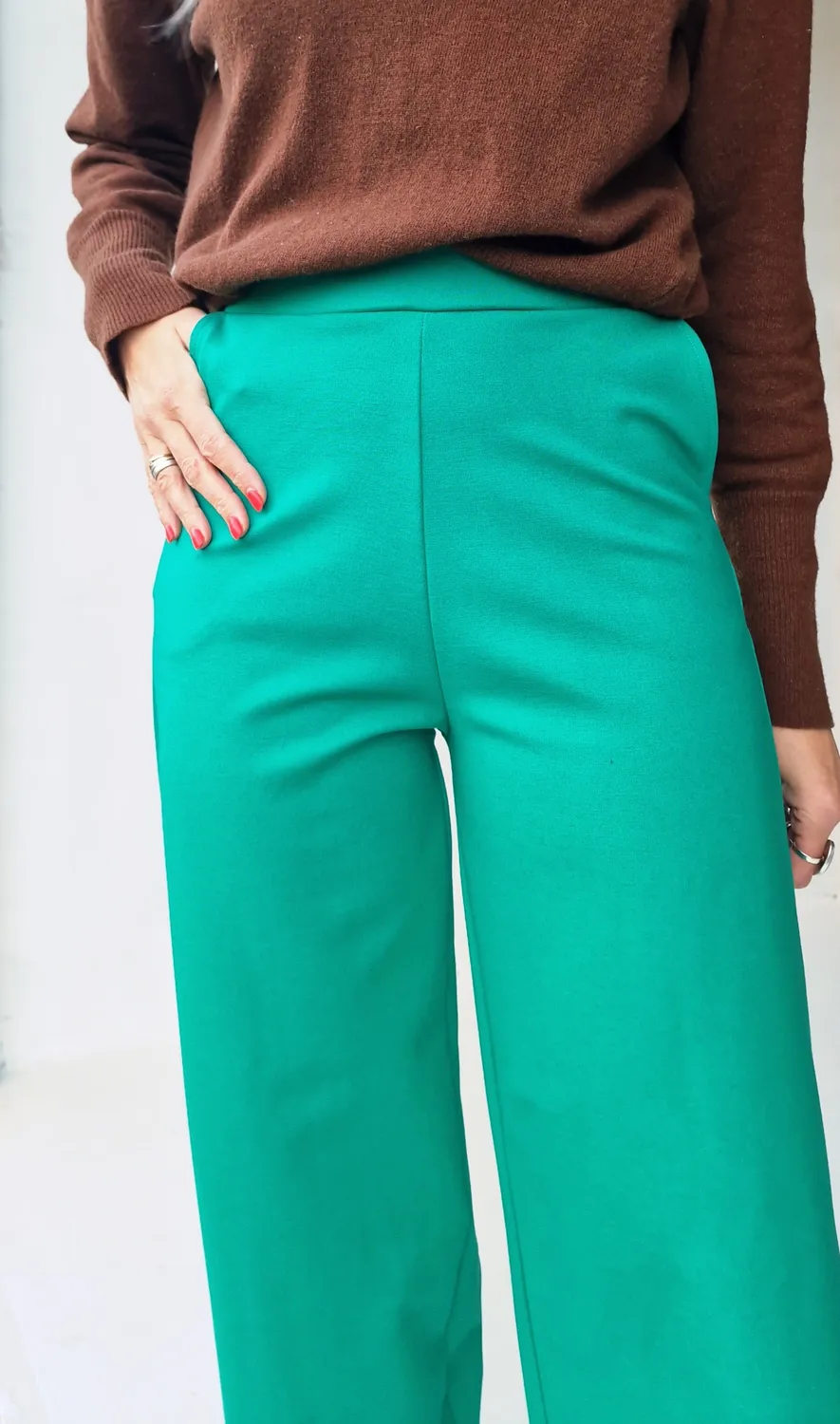Langeleggings Wide Leg Tall Broek Zeegroen Lengtemaat 36