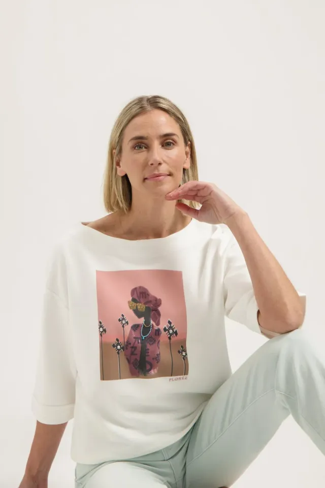 Florez Faith sweater Off White katoen driekwart