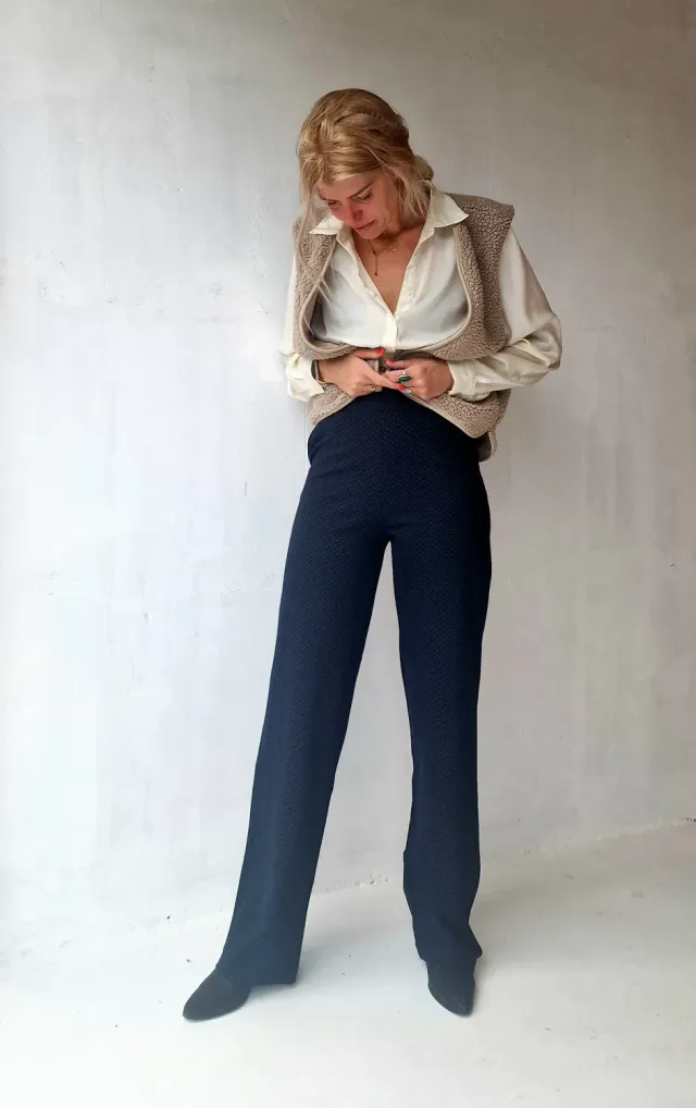 Langeleggings Wide Leg Tall broek blauw print lengte 36