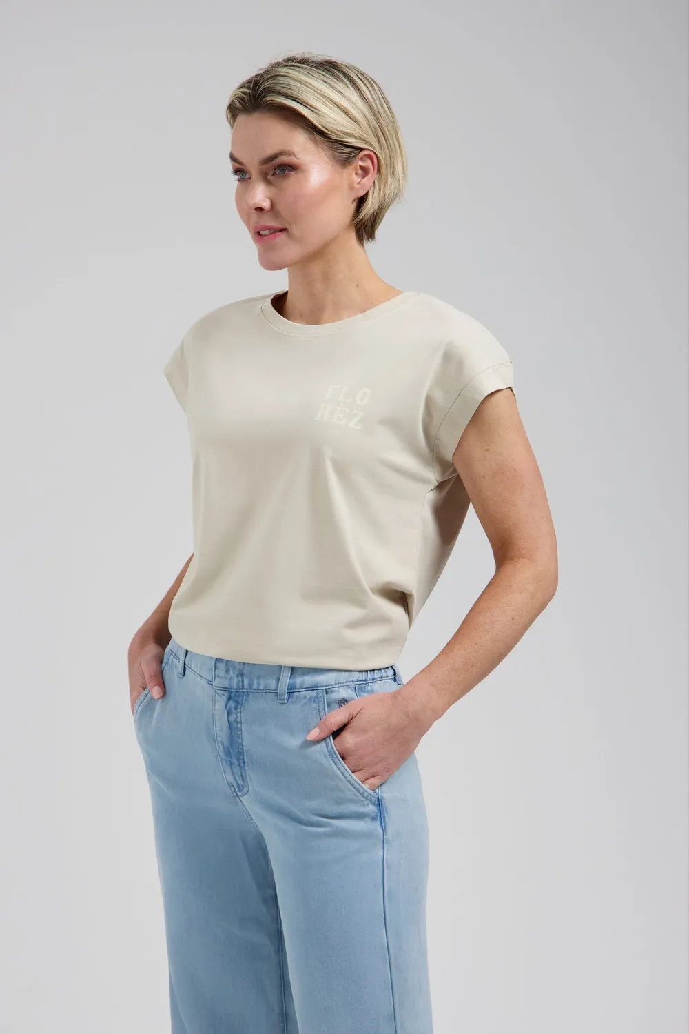 Florez Coco T-shirt Urban taupe zijdemix