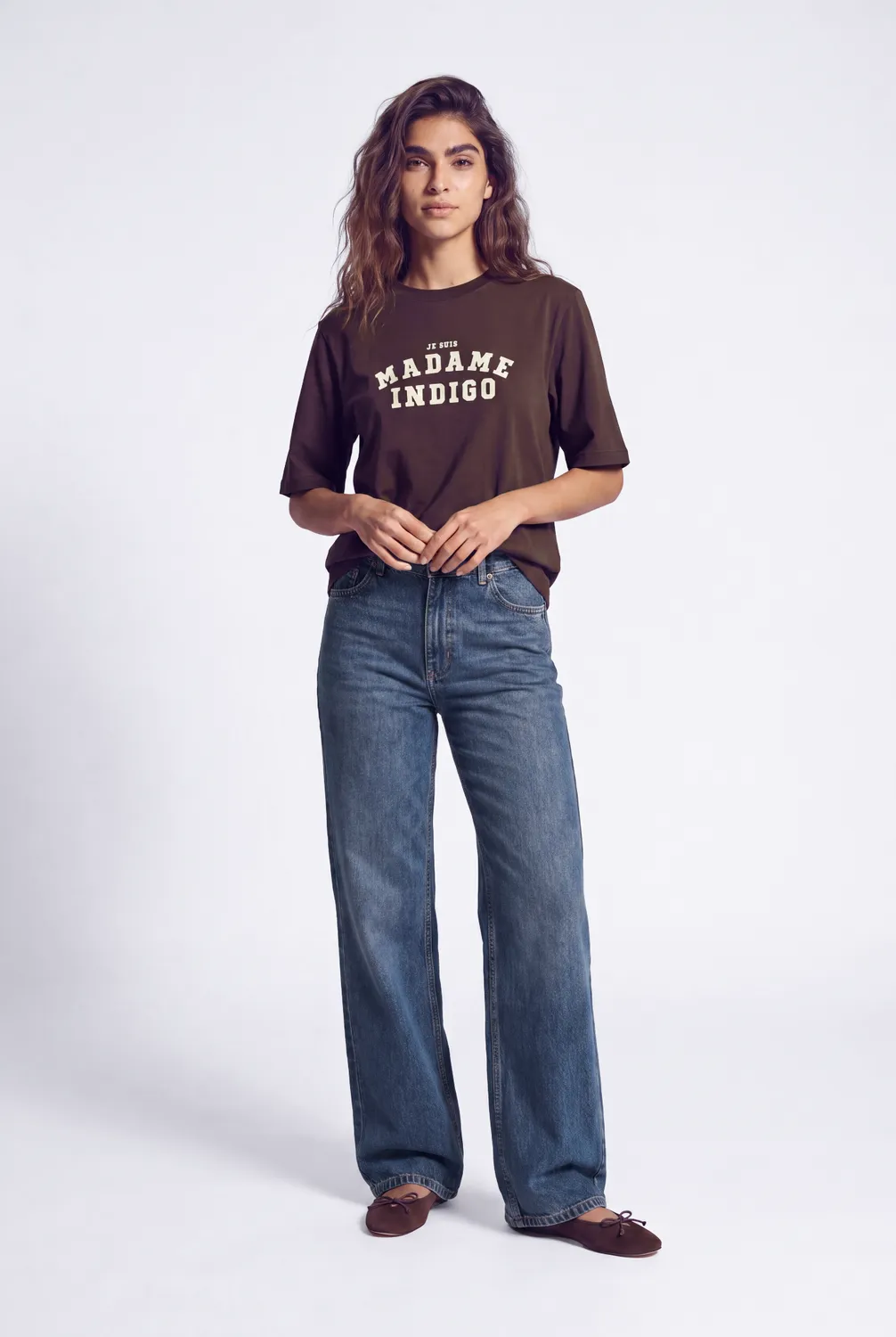 Florez Je suis t-shirt Brown korte mouw relaxed fit