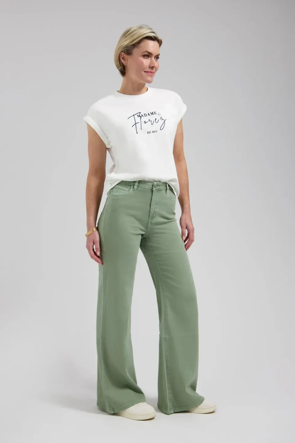 Florez Ana Flared jeans Olive Green hoge taille