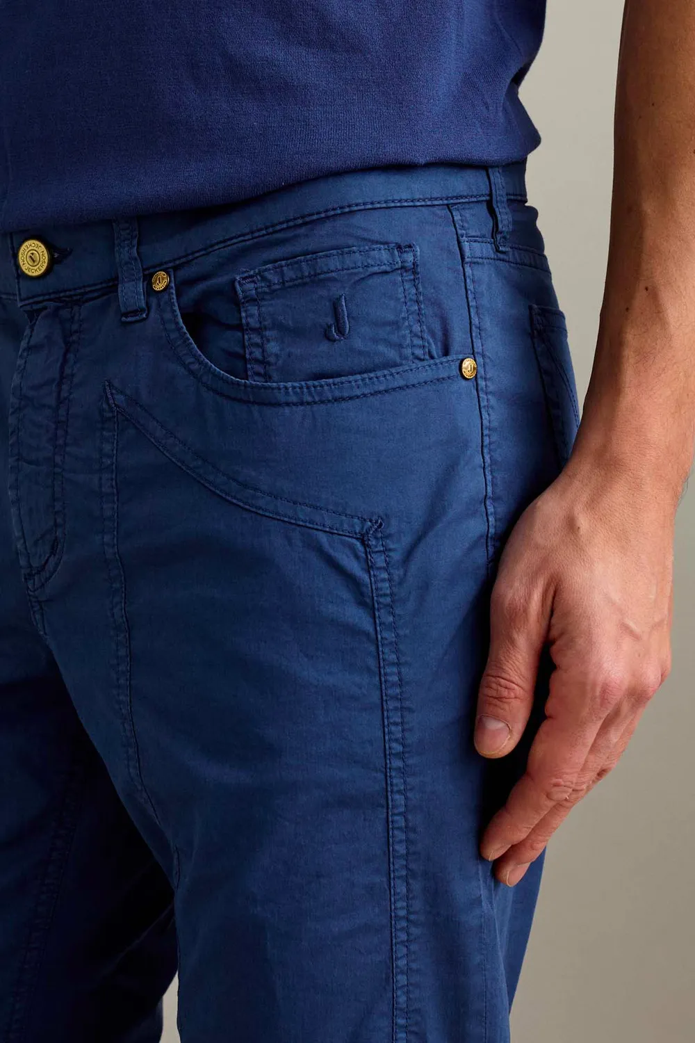 Jeckerson John Slim Fit herenbroek blauw gabardine