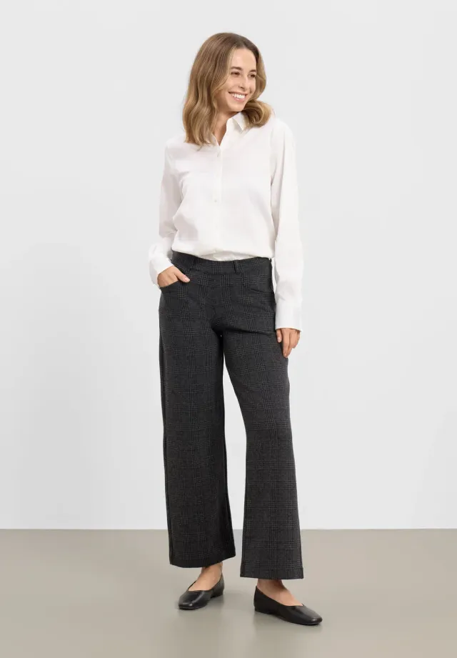 Laurie Donna Loose SL damesbroek Anthracite Check losse fit