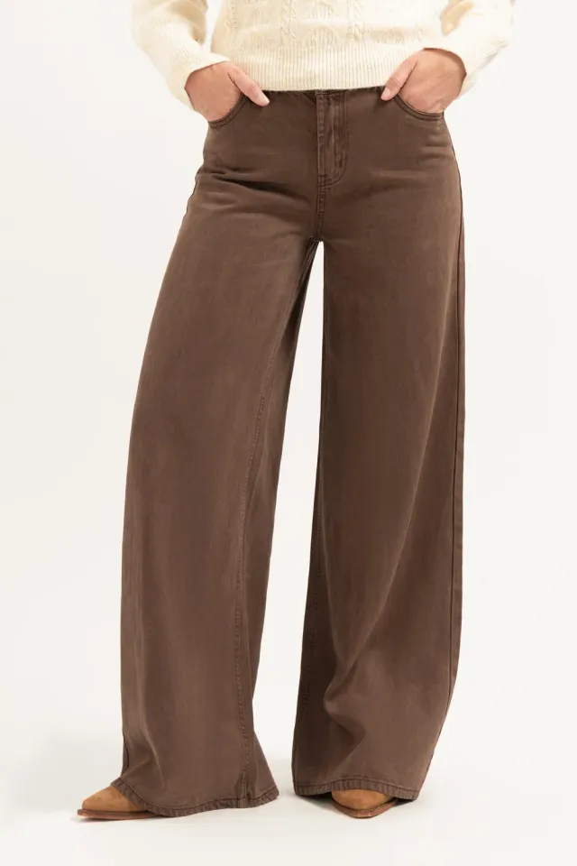 Florez Liv wide leg jeans brown 5-pocket