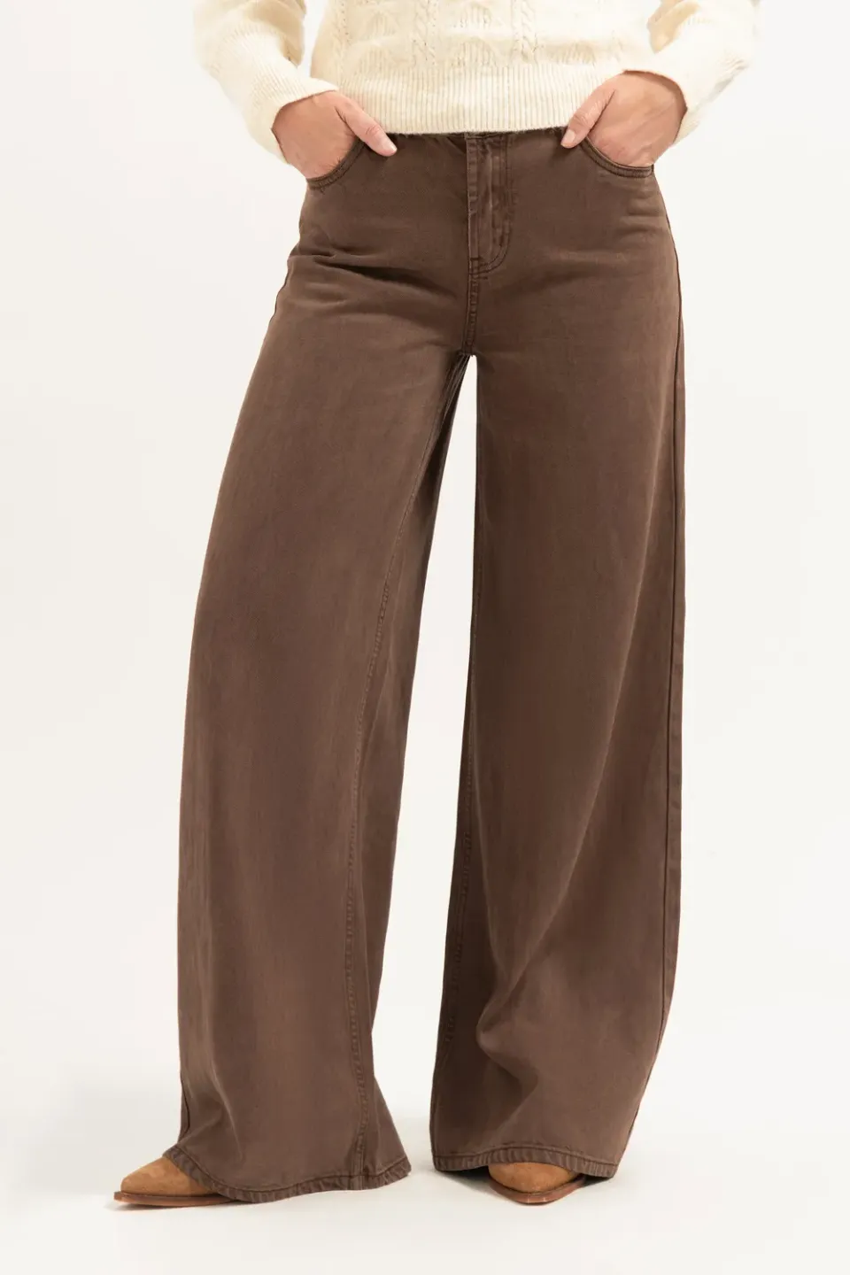 Florez Liv wide leg jeans brown 5-pocket