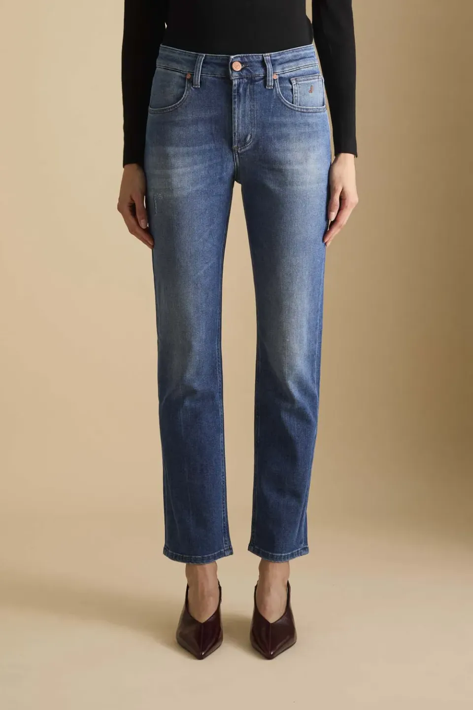 Jeckerson Jane straight fit jeans middelblauw stretch