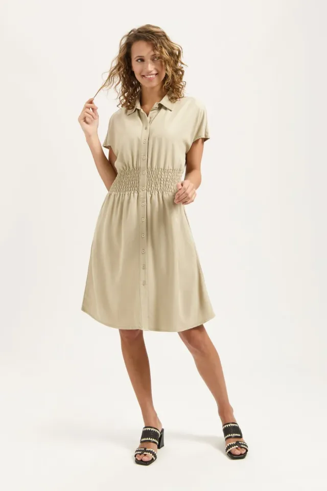 Florez Stella Dress Desert beige Tencel korte jurk