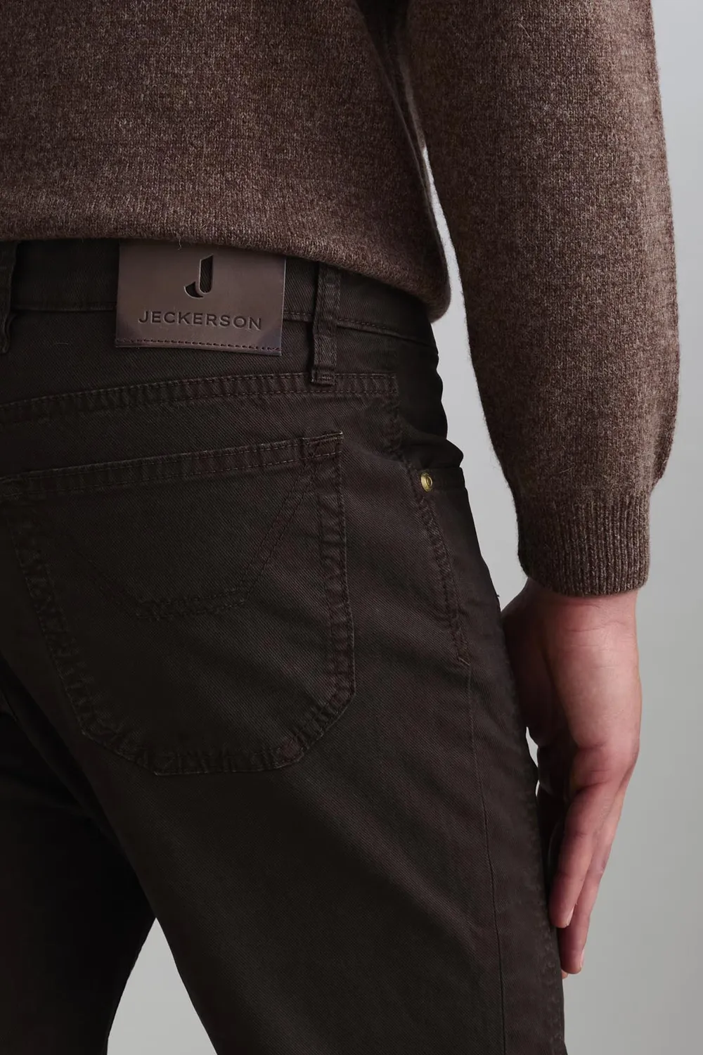 Jeckerson John slim broek donkerbruin katoen