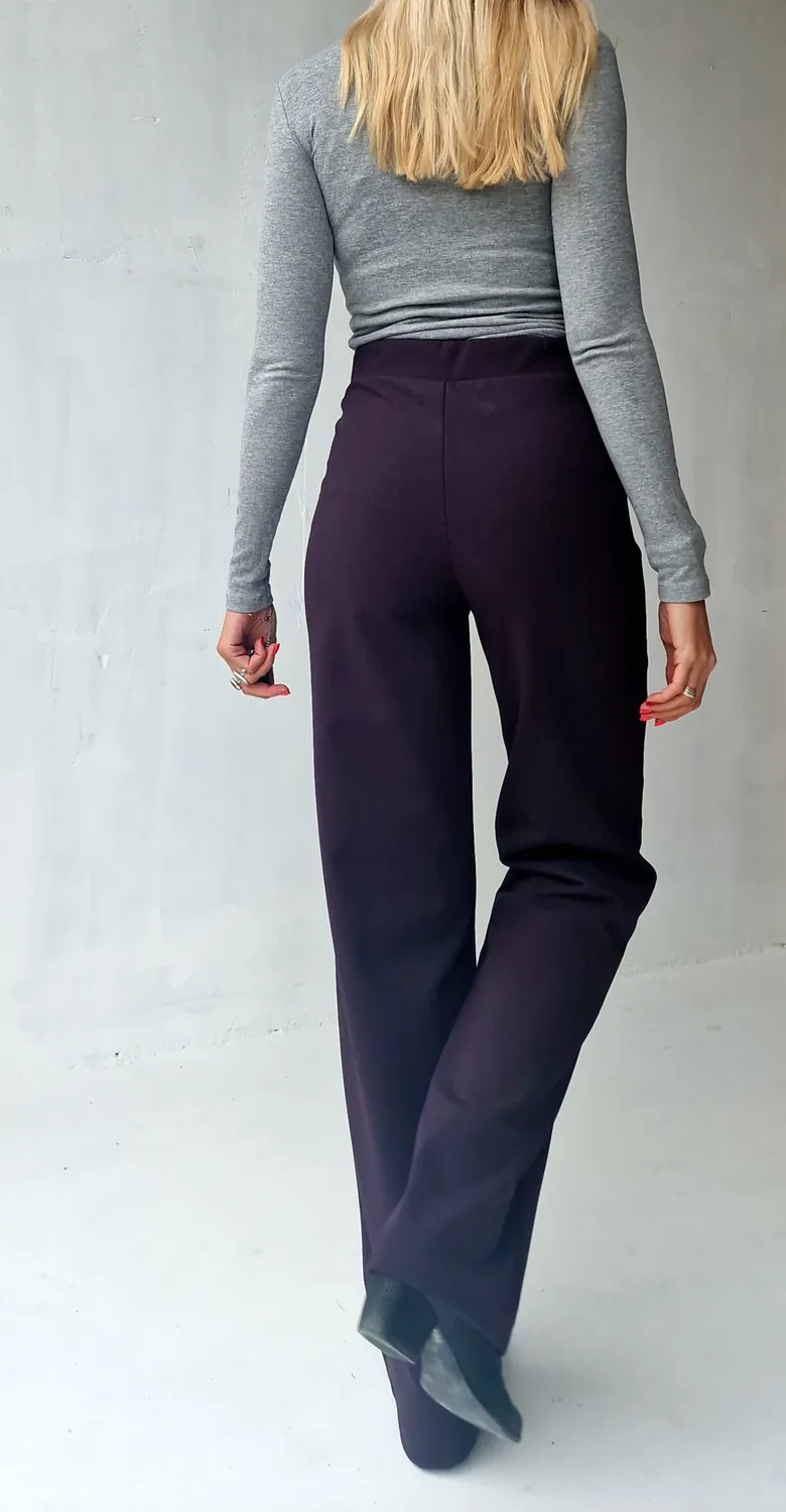 Langeleggings Wide Leg fleecebroek aubergine brown 36 lang