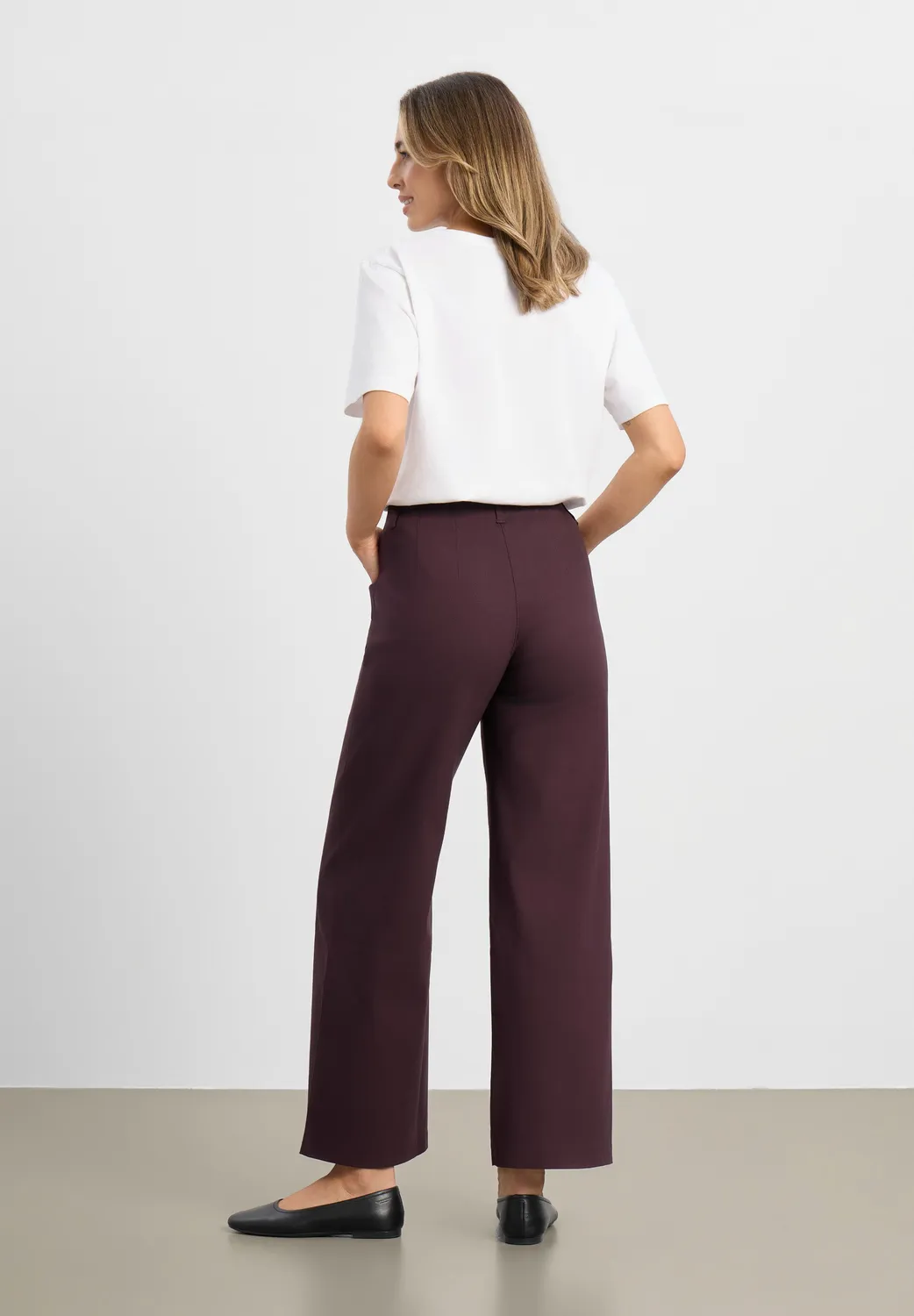 Laurie Donna Loose SL broek dark plum wijd