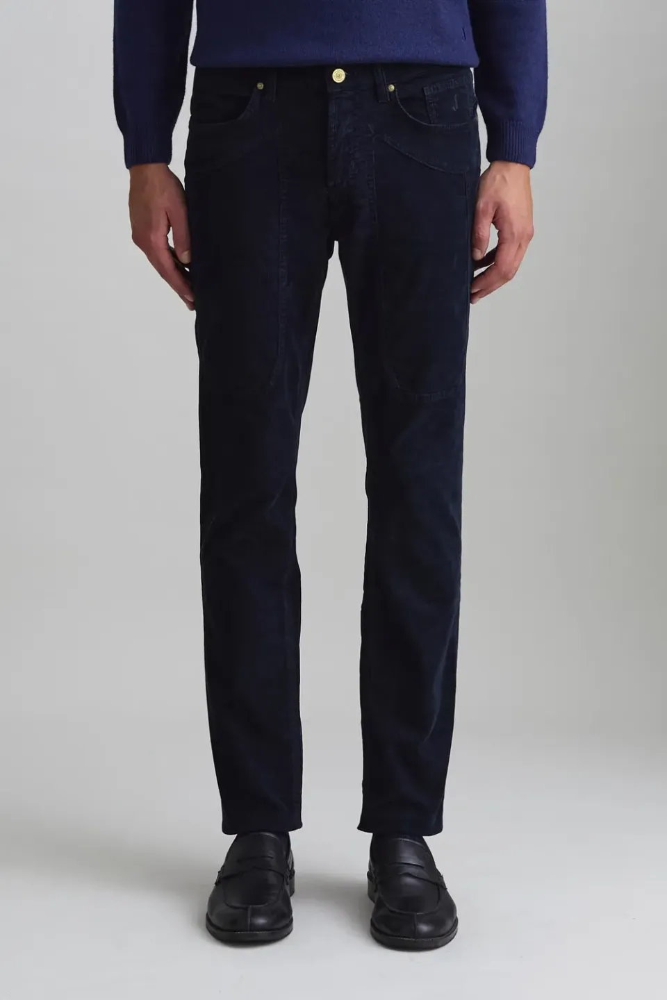 Jeckerson John broek slim fit donkerblauw fluweel