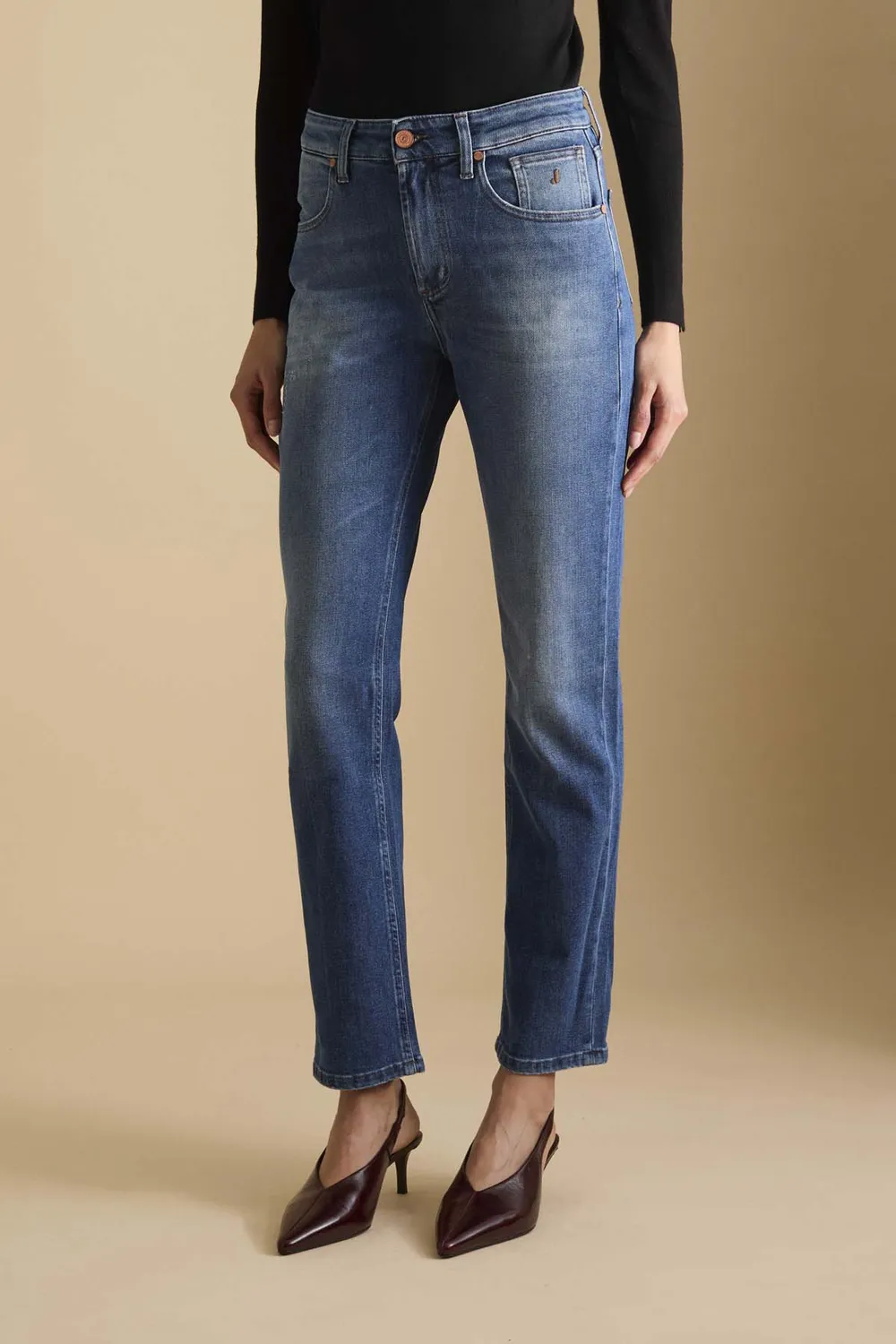 Jeckerson Jane straight fit jeans middelblauw stretch