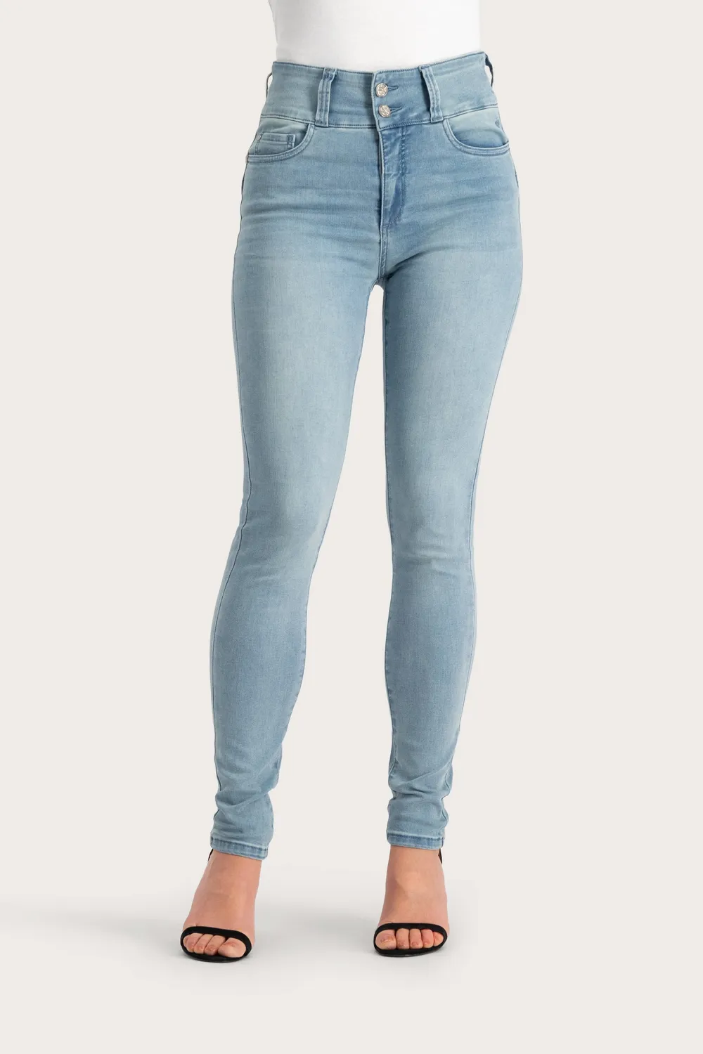 Florez Bodine Slim Fit jeans lichtblauw high-waist