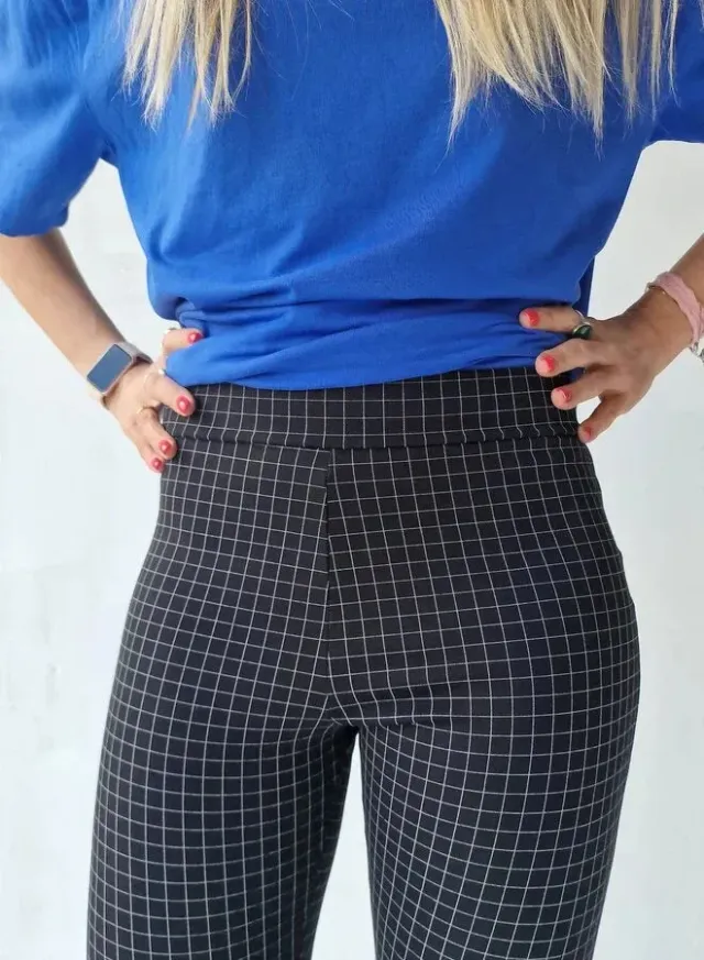 Madame Liz Flared Pants Blokjes Zwart-Wit 36