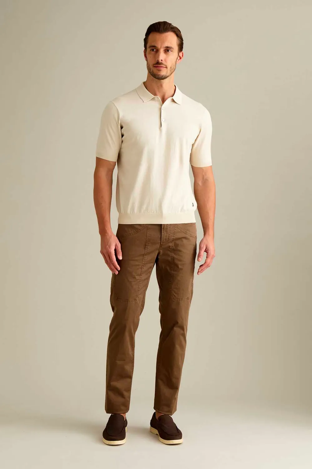 Jeckerson John slim fit broek lichtbruin satijn