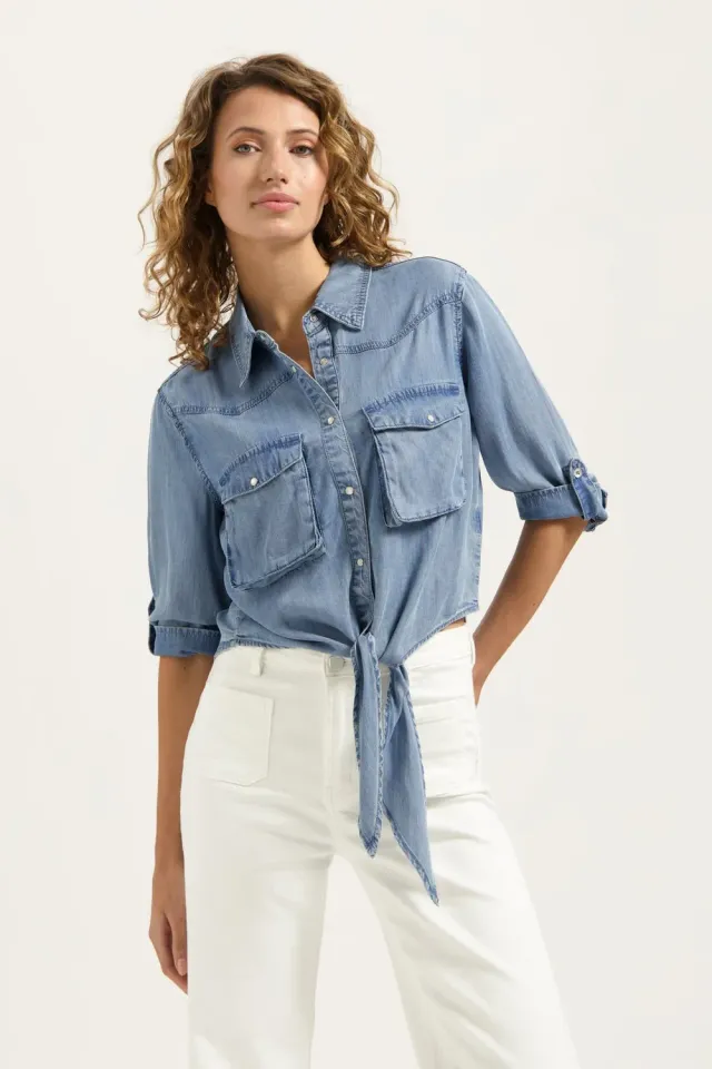 Florez Rosie blouse Light Blue denimlook