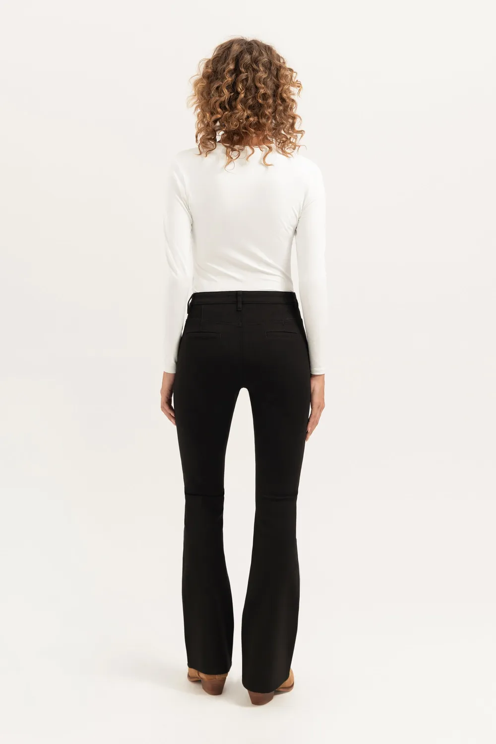 Florez Hally Flared Punto broek zwart stretch