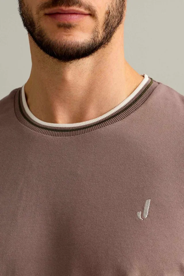 Jeckerson piquet T-shirt chocoladebruin korte mouw
