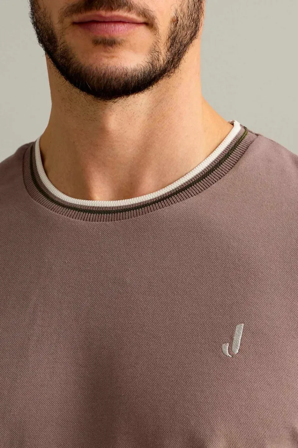 Jeckerson piquet T-shirt chocoladebruin korte mouw