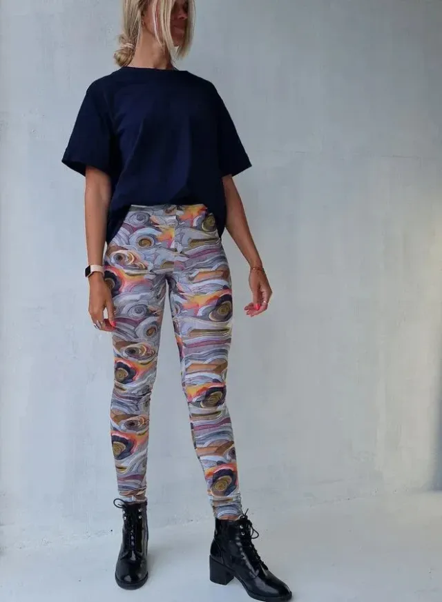 Langeleggings extra lange legging grafisch lengtemaat 36 katoen