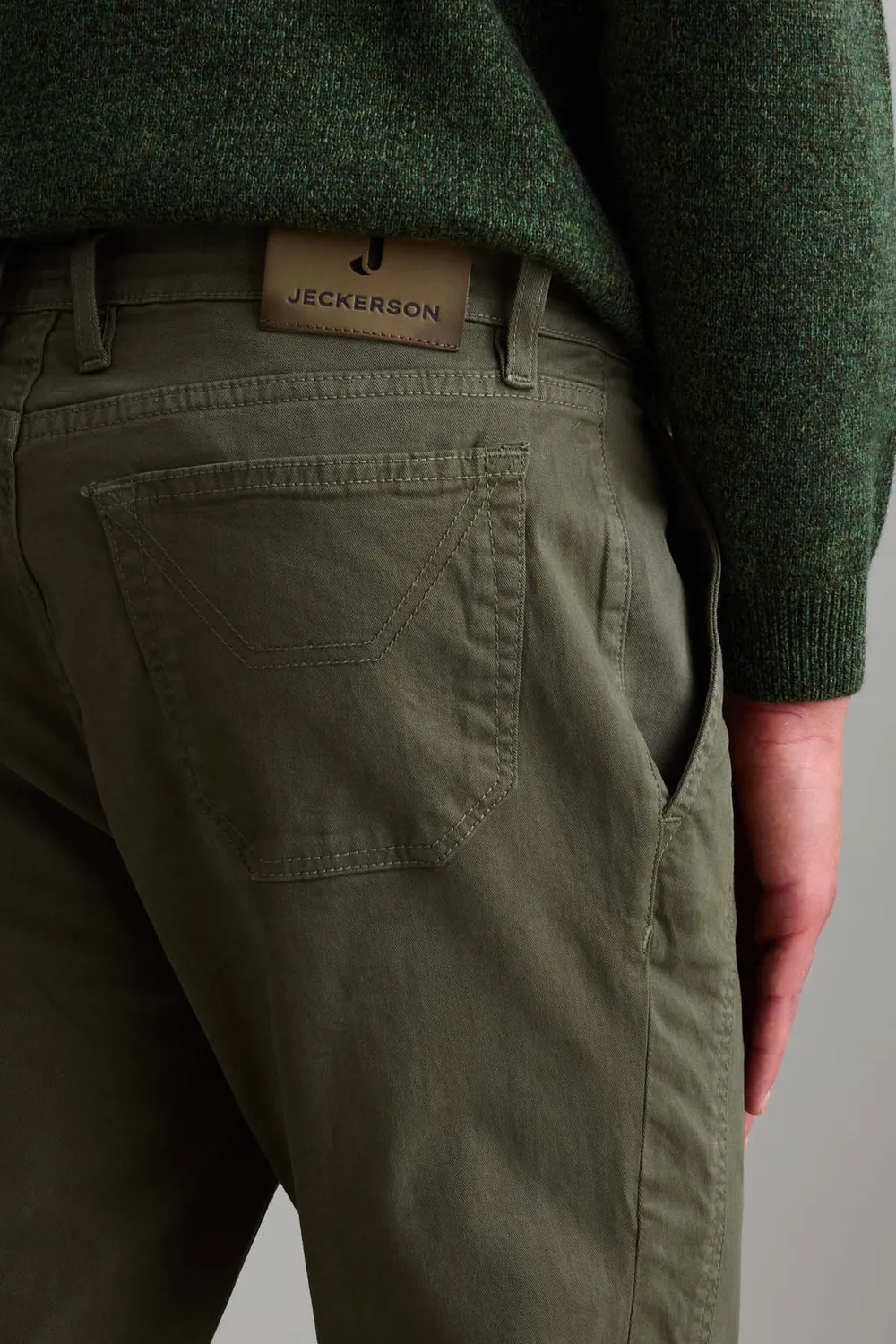 Jeckerson Jevon slim fit chino groen modder gabardine