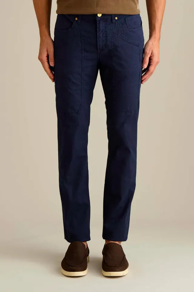 Jeckerson John slim fit broek donkerblauw katoen
