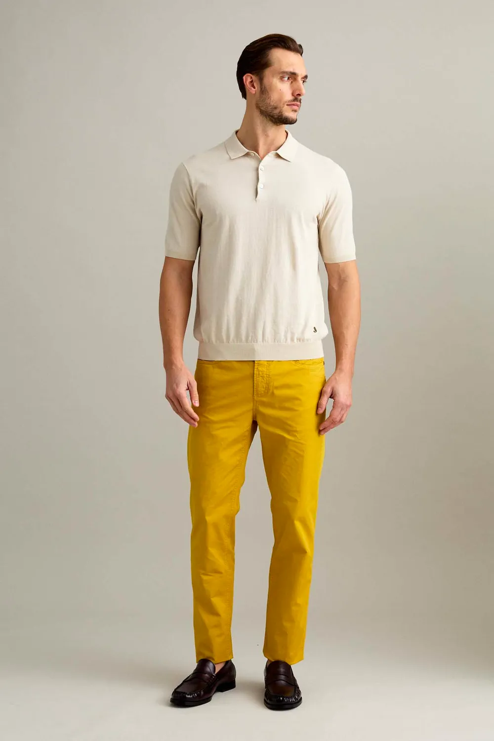 Jeckerson Jordan Slim Fit Broek Goudgeel Gabardine