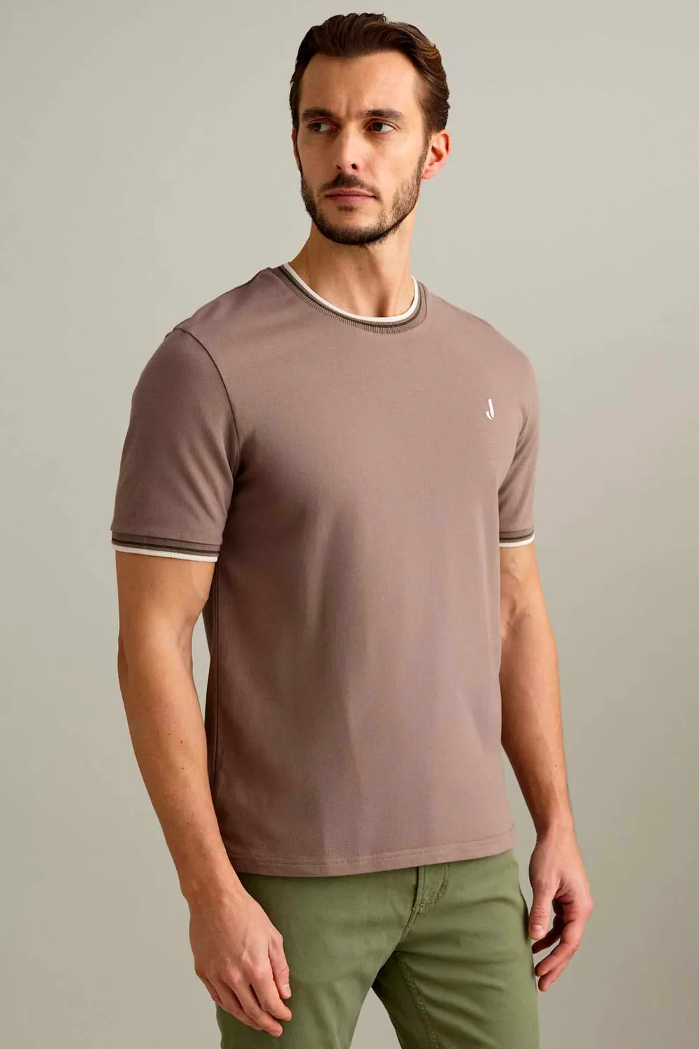 Jeckerson piquet T-shirt chocoladebruin korte mouw