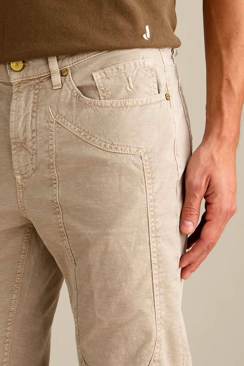 Jeckerson John Slim Fit Broek Beige Linnenmix