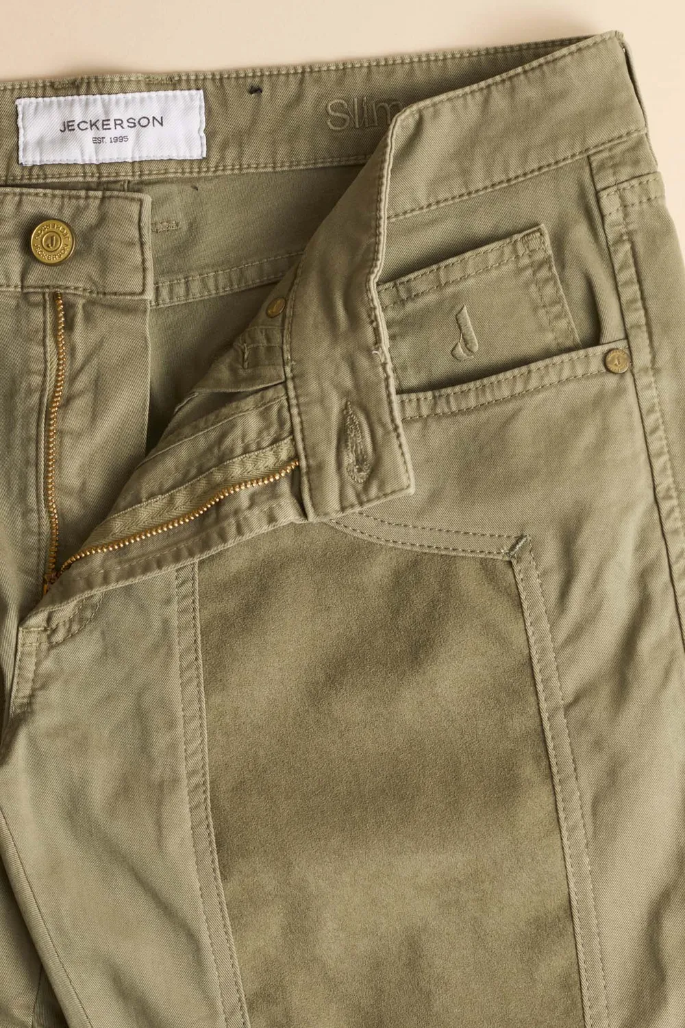 Jeckerson John slim broek legergroen alcantara