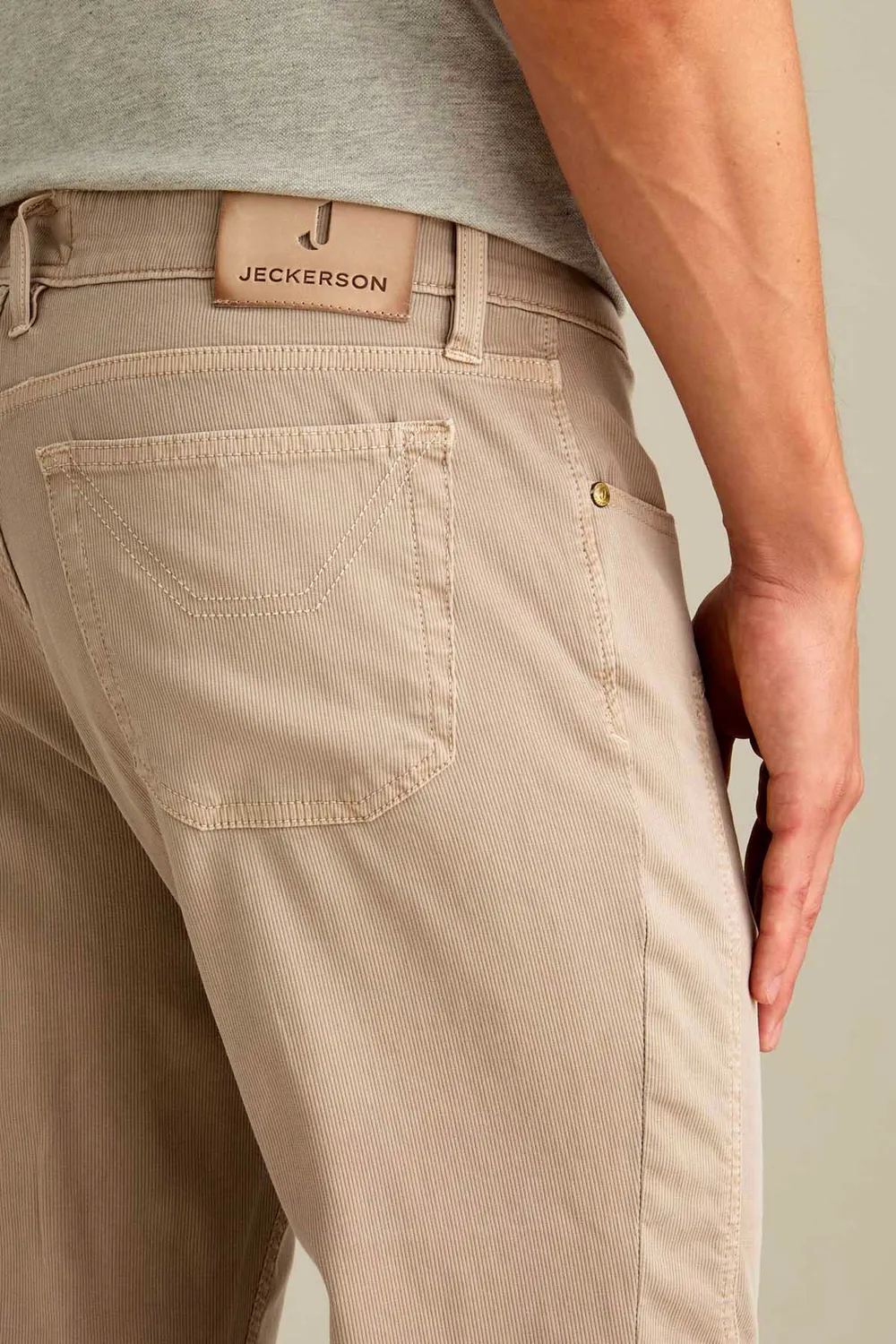 Jeckerson John slim broek piqué beige cemento