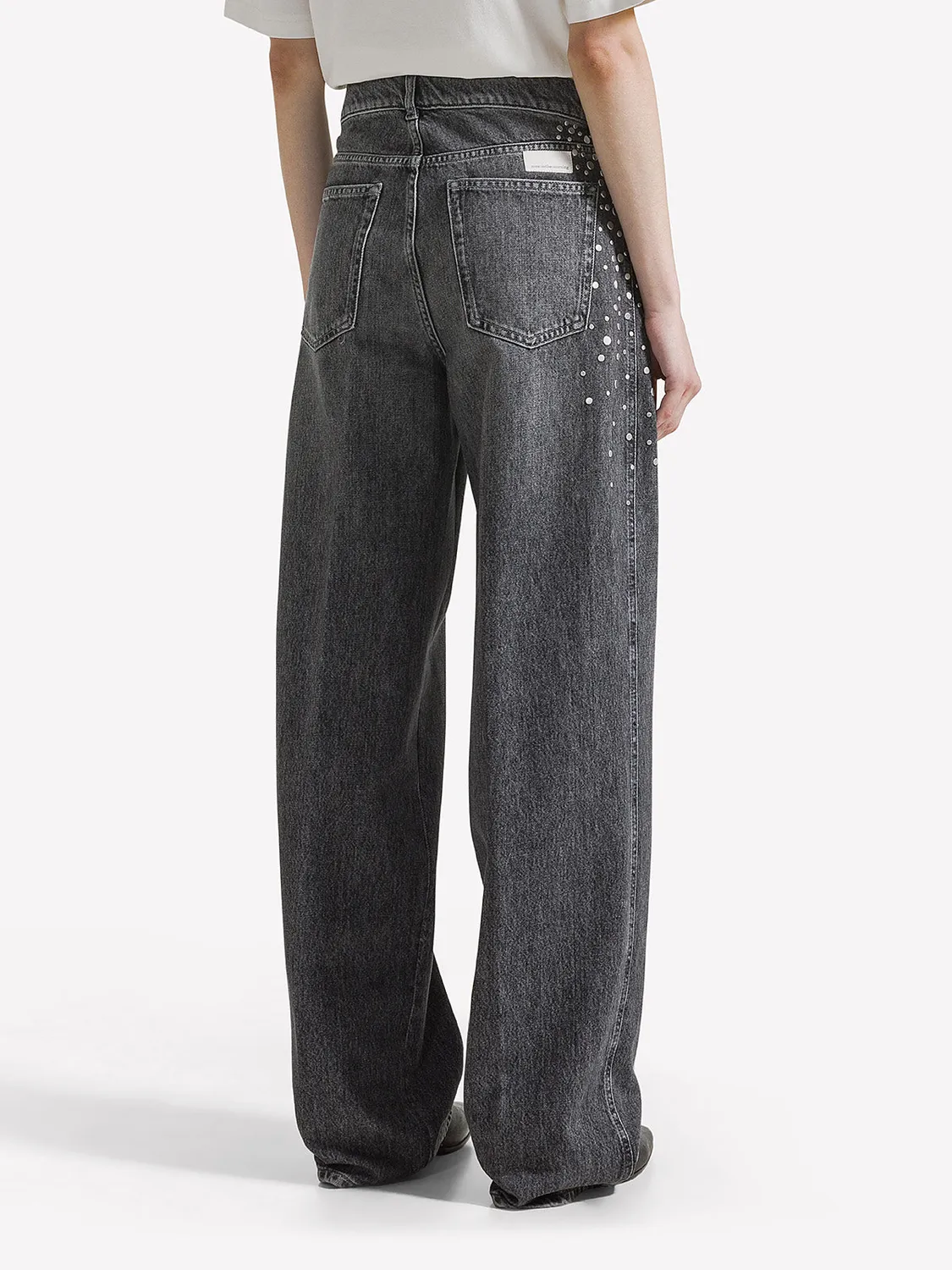 Nine In The Morning Dora jeans dames grijs studs carrot