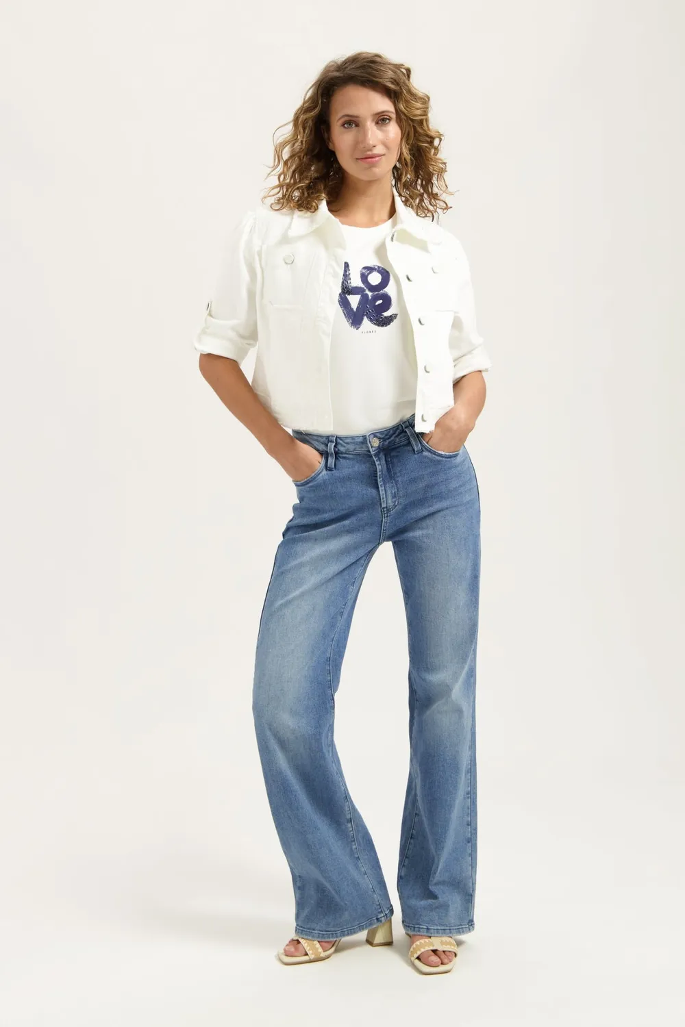 Florez Sophie Straight jeans Royal Blue mid-waist