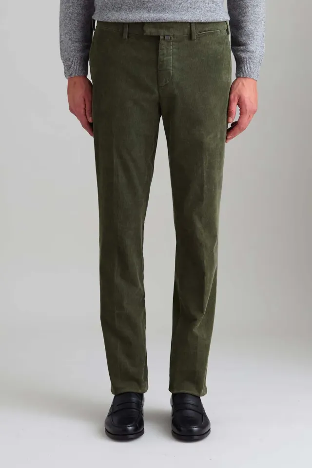 Jeckerson Jarl chino broek donkergroen slim fit fluweel