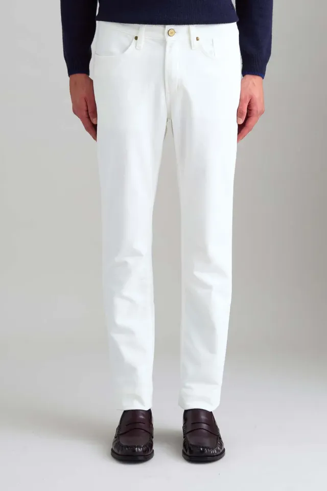Jeckerson Jordan Slim Fit fluwelen broek wit wolwit