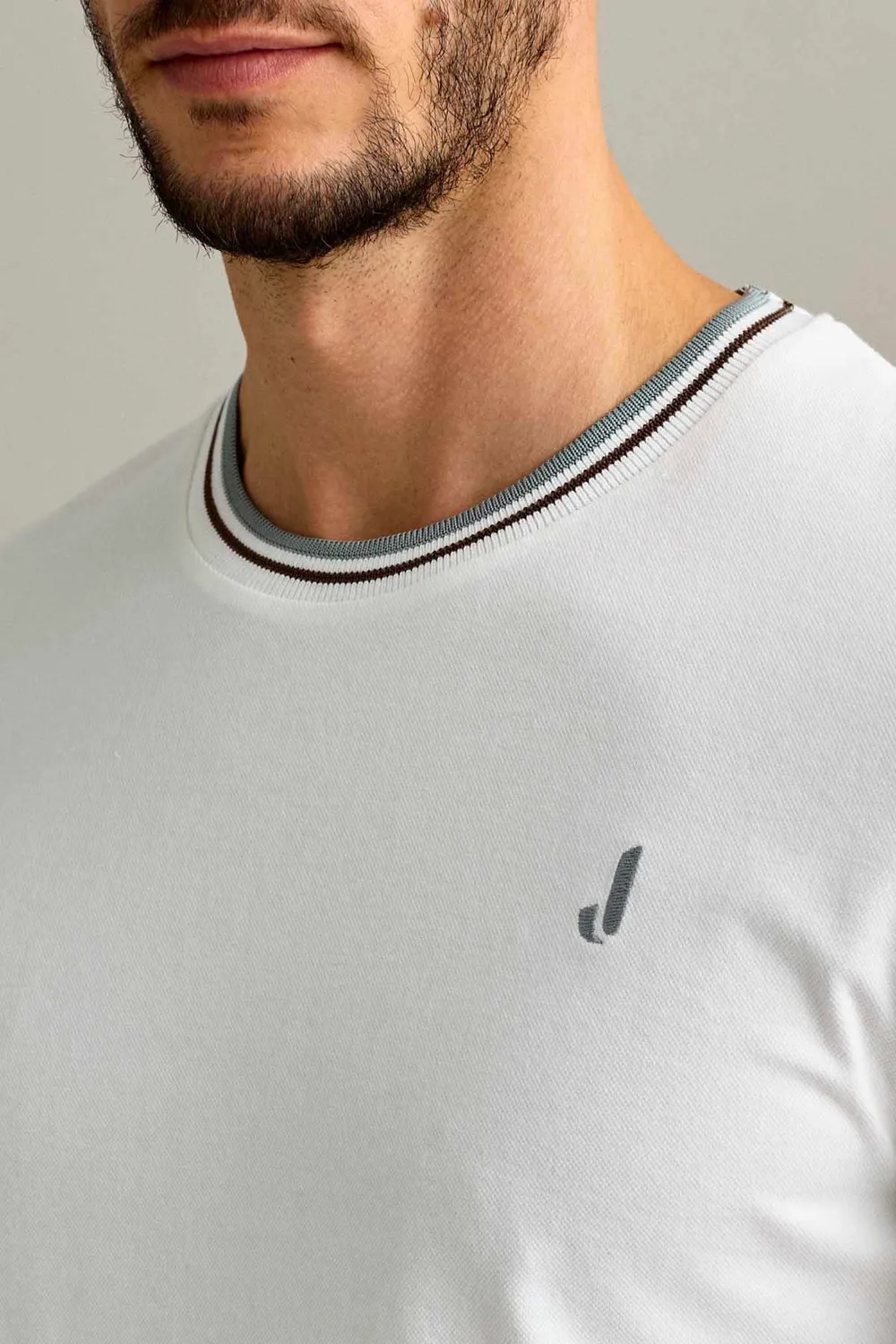 Jeckerson Piquet t-shirt wit korte mouw wolwit
