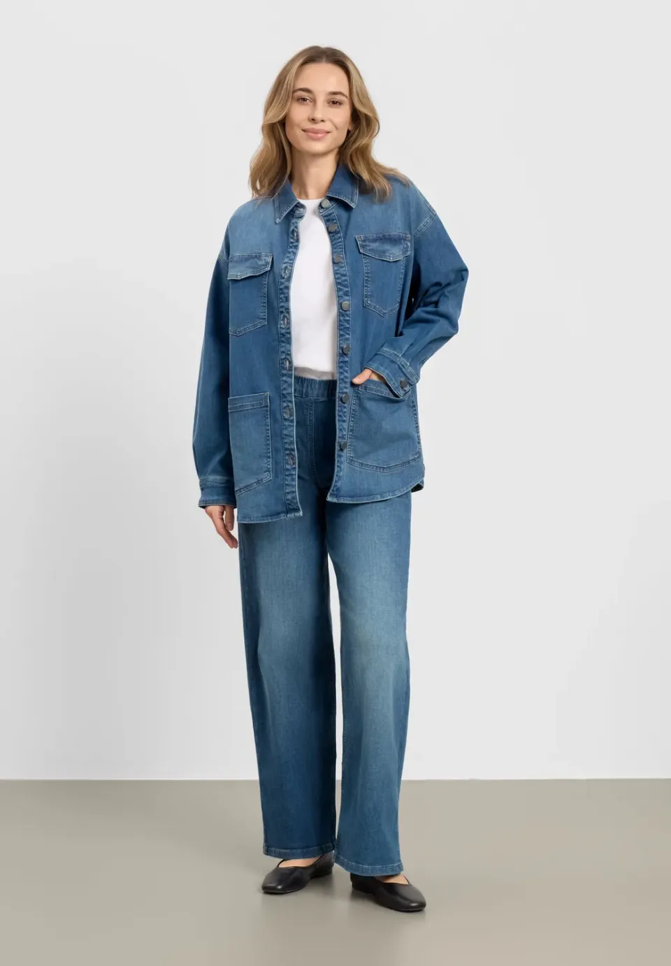 Laurie Mille Shirt Jacket LS denimjack washed blue stretch