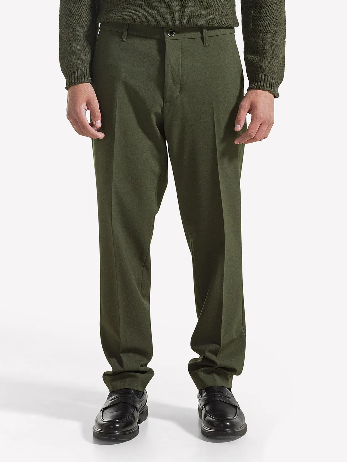 Nine In The Morning Giove GVE84 chino slim olijf stretch wol