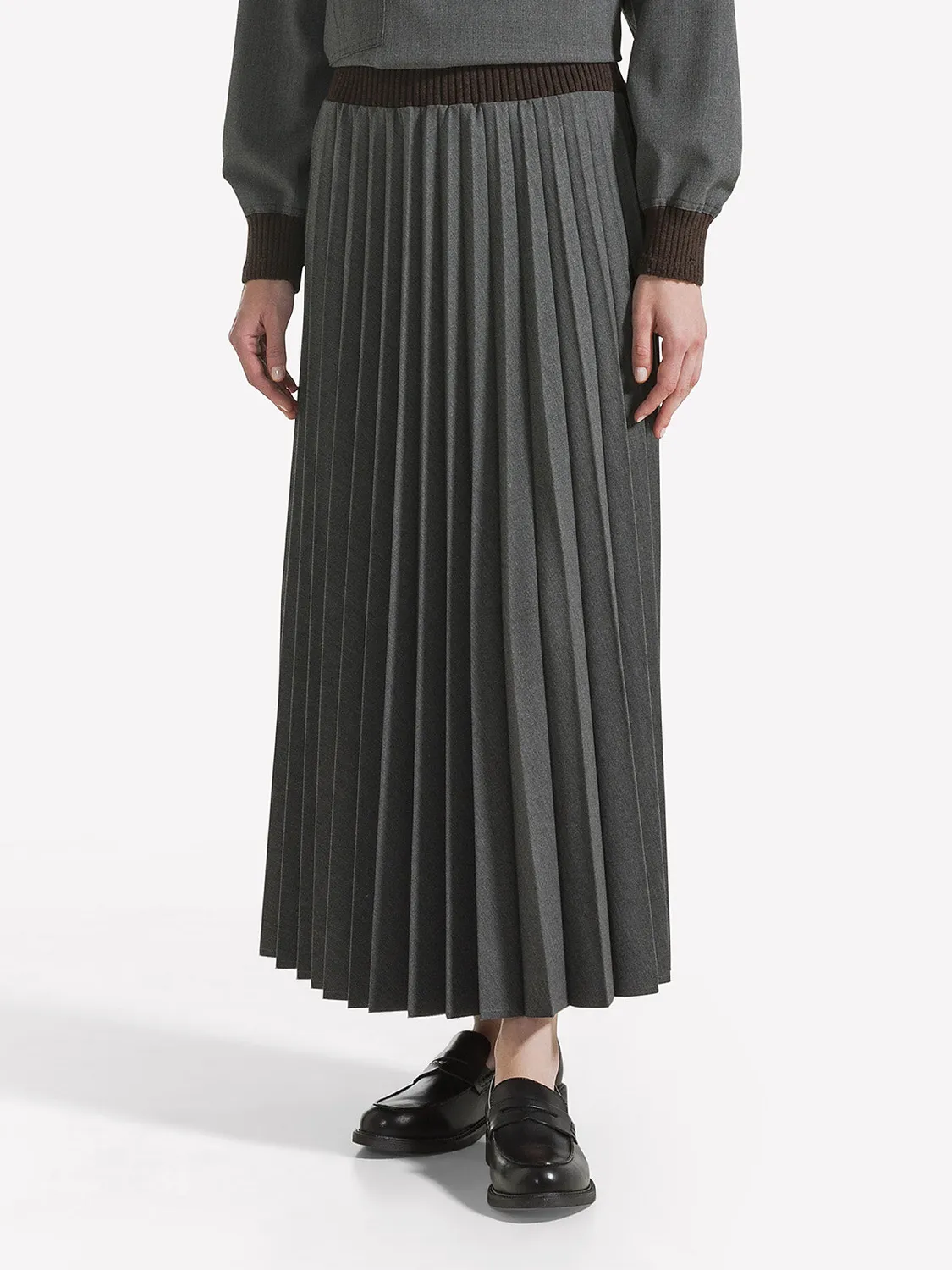 Nine In The Morning Elise plooirok midi dames beige