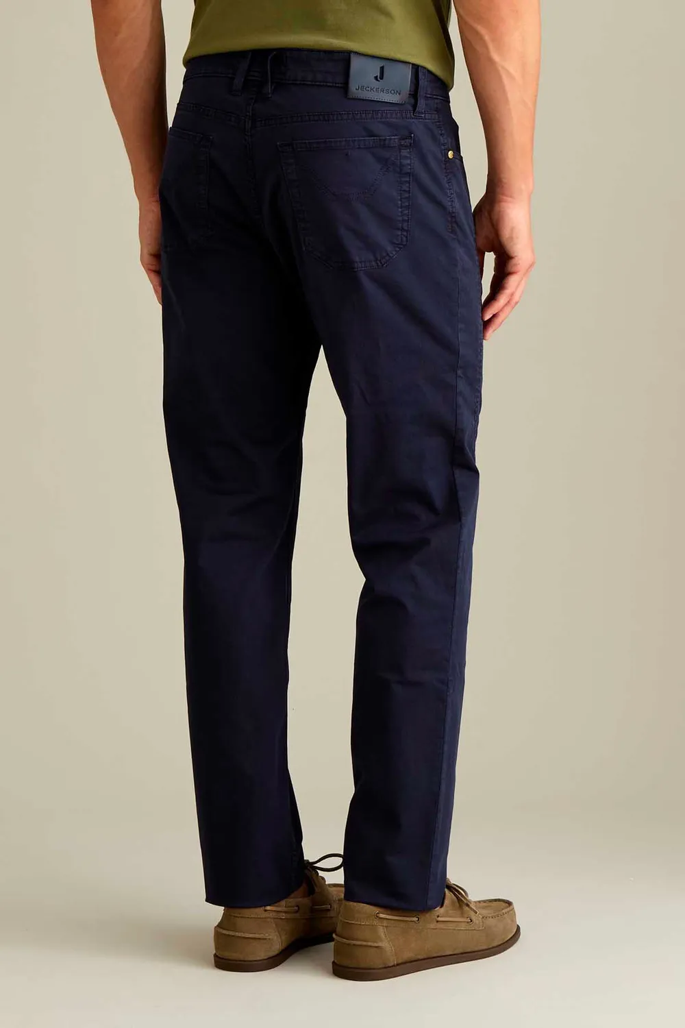 Jeckerson John slim fit broek donkerblauw satijn