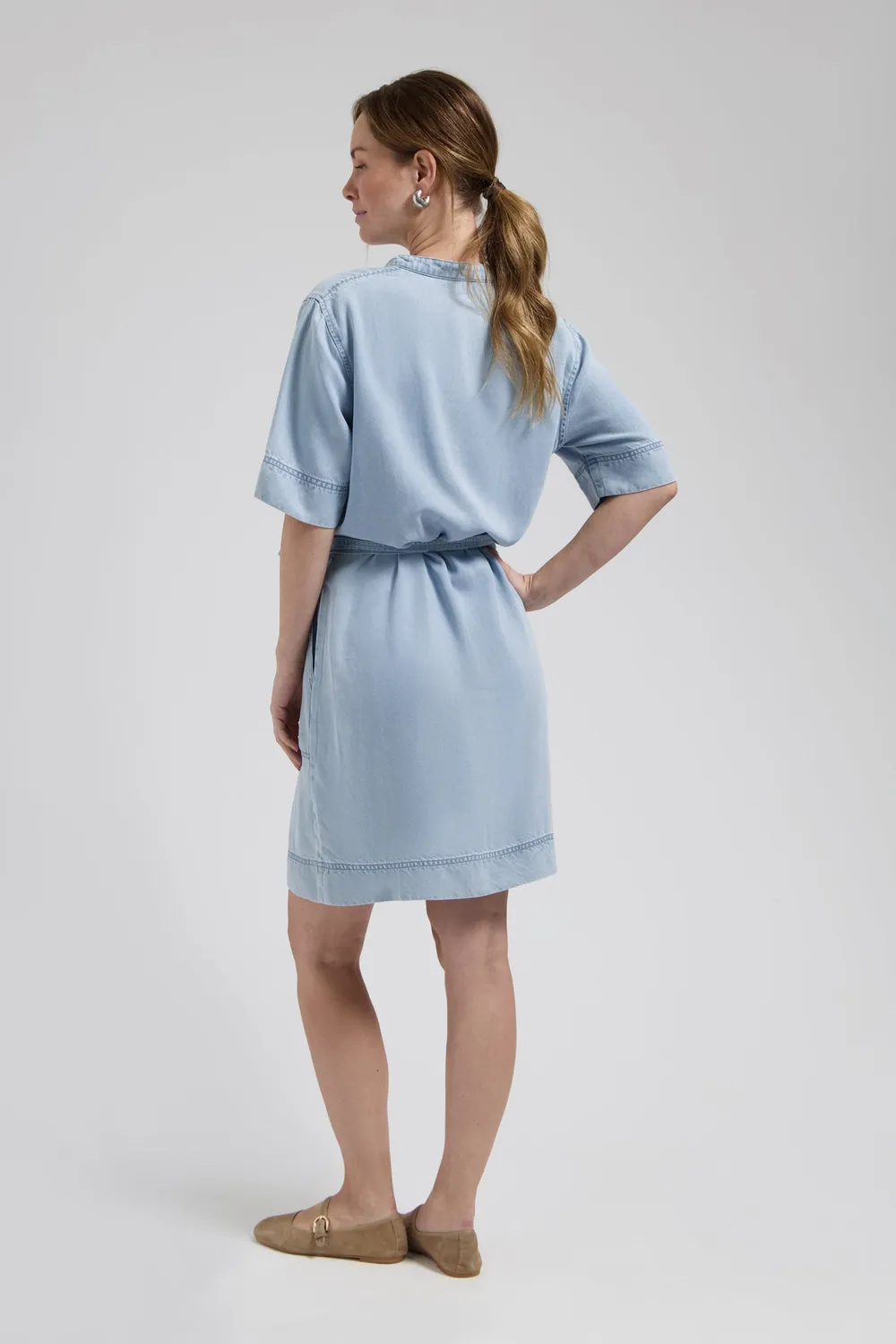 Florez Kayley midi-jurk lichtblauw Tencel