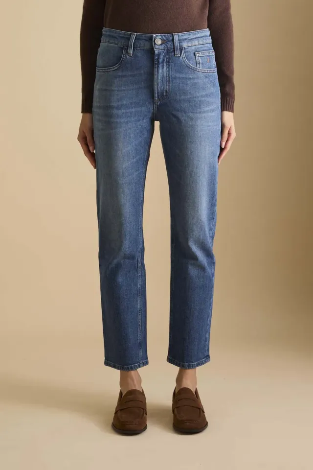 Jeckerson Jane straight jeans blauw dames katoen