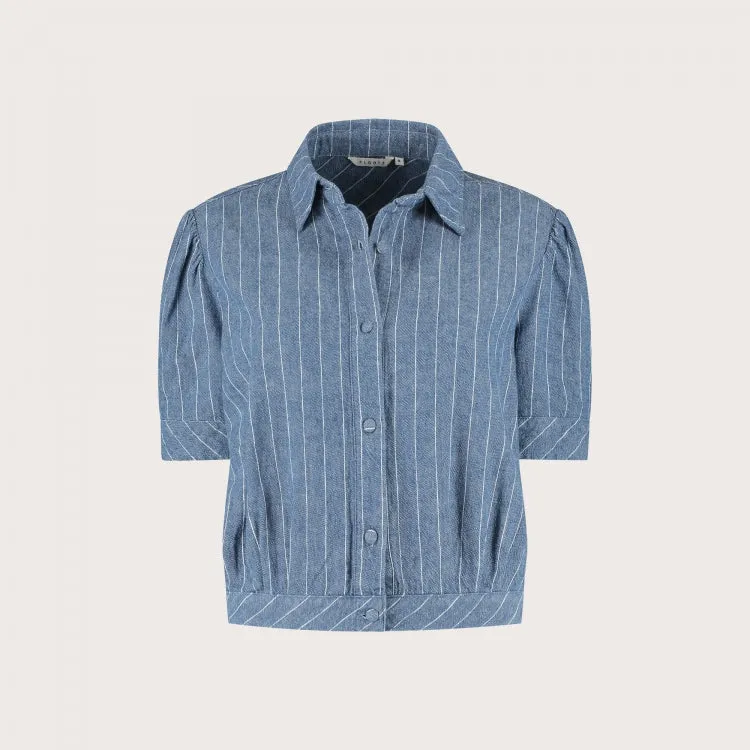 Florez Dane blouse Blue Melee effen damesblouse